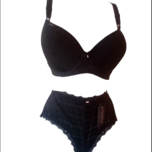 Youmita 40DD Black jacquard bra/1x Hipster Set NWT - Picture 10 of 13